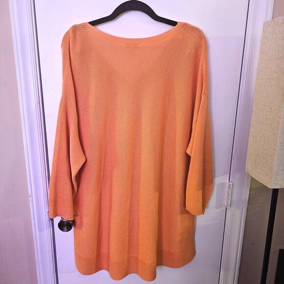 Talbots Tangerine Cotton Blend 3/4 Sleeve Sweater Size 2X Lightweight Coastal - Picture 4 of 4